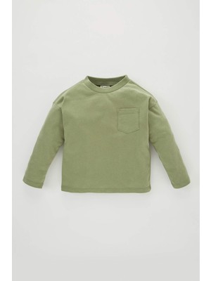 DeFacto Erkek Bebe Bisiklet Yaka Penye Uzun Kollu Tişört A7455A523WN