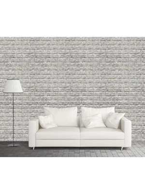 70X38CM Silinebilir Kendinden Yapışkanlı Çift Renk Gri Beyaz Esnek Tuğla Sünger Duvar Paneli Kağıdı