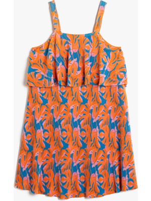 Koton Elbise Askılı Volanlı Kat Detaylı