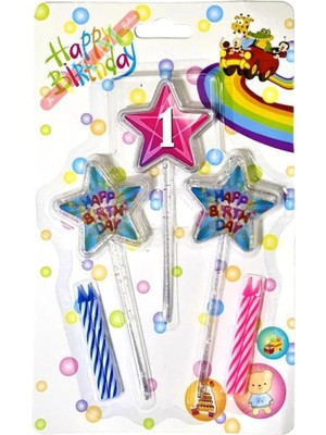 Tinky Winky Pasta Mumu Yıldız Figürlü 3d Tasarımlı Mum Pembe Renk 1 Rakam