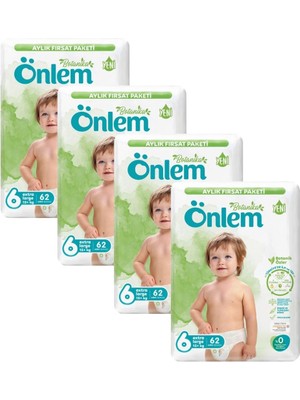 Önlem Botanika 6 Extra Large Bebek Bezi 15+ kg Külot 62 Adet x 4 Ekstra Yumuşak