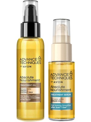 Avon Besleyici Saç Serumu ve Argan Hindistan Cevizi Yağı İçeren Saç Bakım Yağı Paketi 30 ml ve 100 ml