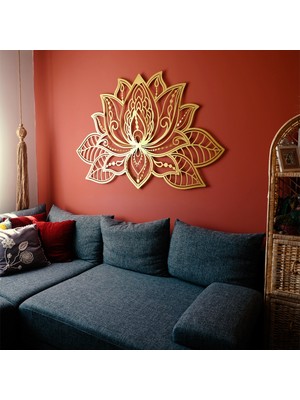 3D Lotus Mandala Metal Duvar Tablosu - Dekoratif Salon Tabloları - Ev Ofis Dekorasyonu - APT524
