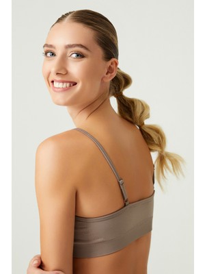 Los Ojos x Melodi Bronz Seamless Destekli Askılı Spor Sütyeni Adjust