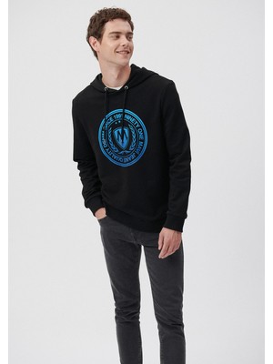 Mühür Logo Baskılı Kapüşonlu Siyah Sweatshirt0611721-900