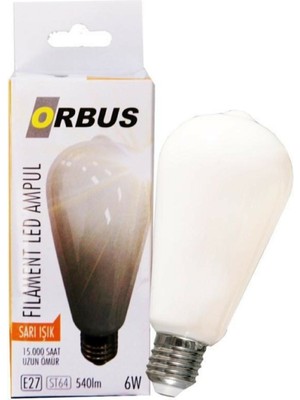 Orbus LED Filament Bulb ST64 Milky 6 Watt E27 540LM RA80 220- 240V/50Hz