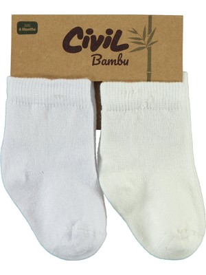 Civil Baby Bebek 2'li Bambu Çorap Set 6-18 Ay Beyaz-Ekru
