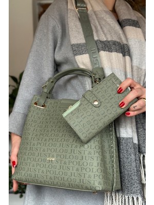 Just Polo 4 Bölmeli Büyük Boy Örgülü Model Ayarlanabilir Askılı Kadin Omuz Cantasi 2180 Yeşil Kombin