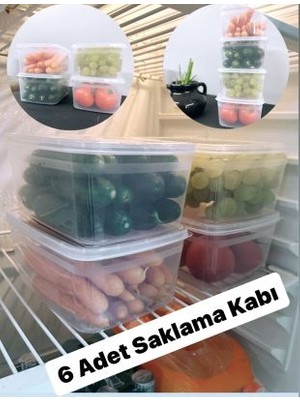 Bayev Huge 6 Adet Büyük Boy Saklama Kabı Kapaklı Erzak Taze Sebze Kabı Seti 2 Lt Kapaklı Kutu