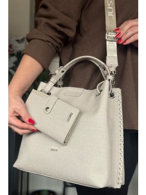 Just Polo 4 Bölmeli Büyük Boy Örgülü Model Ayarlanabilir Askılı Kadin Omuz Cantasi 4031 Taş Kombin