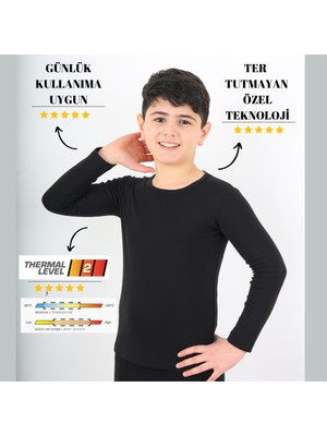 Vitmo Çocuk  Termal Siyah Alt-Üst  Takım Kışlık Içlik Unisex