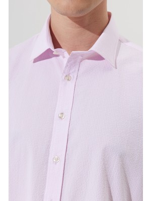 AC&Co / Altınyıldız Classics Erkek Pembe Comfort Fit Rahat Kesim Klasik Yaka %100 Pamuk Gömlek