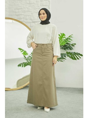 Neways 2254- Klasik Gabardin Etek Haki