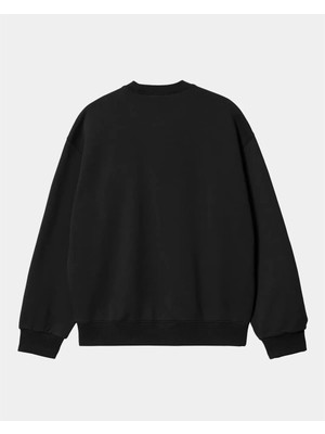 Touz Moda Blessed Baskılı Siyah Oversize Bisiklet Yaka Sweatshirt