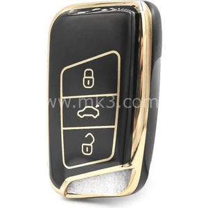 Barkas Elektronik Skoda Superb Kodiaq Keyless Go Nano Anahtar Kılıfı 3 Buton Siyah