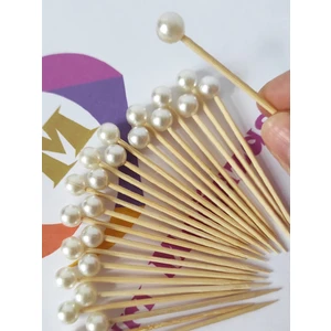 Beyhan Bayhan 250 Adet Nişan Söz Incili Kürdan - Incili Pasta Kürdanı 6 cm - Inci 8 mm - Mevlid Kürdanı