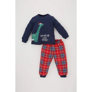 Erkek Bebek Yılbaşı Temalı Uzun Kollu Flanel Pijama Takımı B1952A523WN