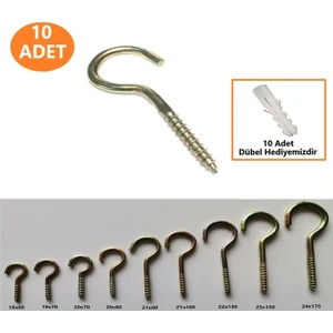 10 Adet 22X130 Açık Piton Kancalı Vida Dübel Takım