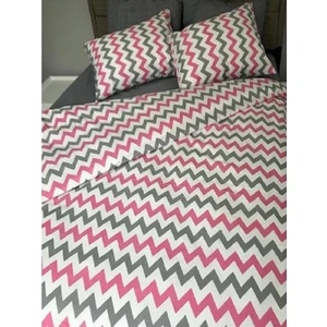 Sedali Home Set - Pembe Zikzak Desenli Çift Kişilik Nevresim Seti