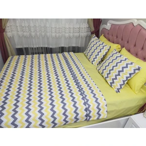 Sedali Home Set - Sarı Zikzak Desenli Tek Kişilik Nevresim Seti