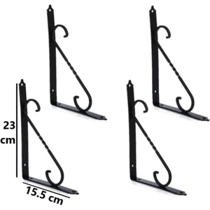 4 Adet Siyah 23X15.5 Ferforje Raf Altı Metal L Ayak