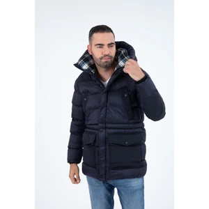 G-Fox Erkek Uzun Sabit Kapşonlu Dolgulu Rüzgara Dayanıklı Su Itici Şişme Mont 9707