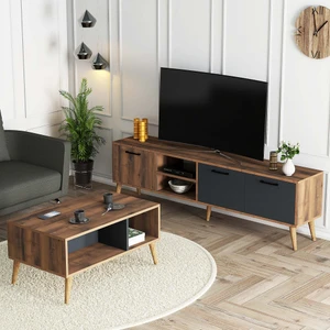 Set 1581-2070 Exxen 180 cm Tv Ünitesi + Exxen Orta Sehpa - Hat-Antrasit Rengi