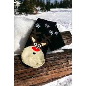 Unisex Yeni Yıl Yılbaşı Temalı 1 Çift Soket Çorap Seti