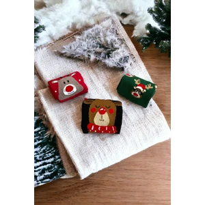 Unisex Yeni Yıl Yılbaşı Temalı 3 Çift Soket Çorap Seti