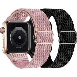 Apple Watch Kordonları 42/44/45MM ile Uyumlu Saat Kordonları, Iwatch Serisi 7/6/5/4/3/2/1 Se Için Esnek Naylon Solo Döngü Bandı, Kadın Erkek Için Ayarlanabilir 2'li Paket Elastik Kayış (Yurt Dışından)