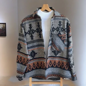 Erkek Gömlek Yaka Oversize Desenli Pamuklu Oduncu Gömlek