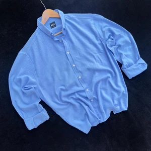Açık Mavi Erkek Basic Oversize Uzun Kollu Yazlık Gömlek