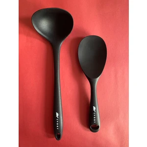 Sert Uçlu Isıya Dayanıklı Yanmaz Yapışmaz Silikon Kaşık Seti 2 Prç 22CM Kaşık 28CM Kepçe