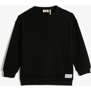 Basic Sweatshirt lu Bisiklet Yaka Etiket Detaylı