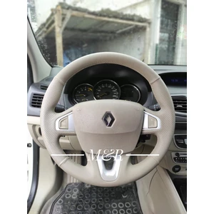 M&R Otokilif Aksesuar Renault Megane 3 Bej Dıreksıyon Orijinal Kaplama Deri Direksiyon Kılıfı