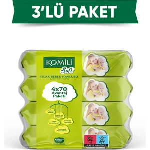 Soft Islak Havlu 4 x 70 - 3'lü Paket - 840 Yaprak