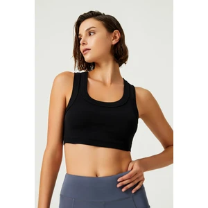 Los Ojos x Melodi Siyah Pamuklu Kalın Askılı Crop Top Tank