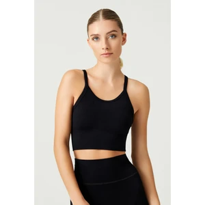 Los Ojos x Melodi Siyah Fitilli Seamless Spor Sütyeni Ribbed Bra Tank