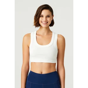 Los Ojos x Melodi Ekru Pamuklu Kalın Askılı Crop Top Tank