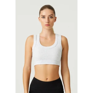 Los Ojos x Melodi Gri Pamuklu Kalın Askılı Crop Top Tank