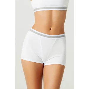Los Ojos X Melodi Beyaz Pamuklu Fitilli Boxer Külot Waistband Boyshort