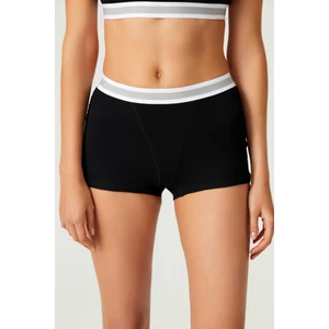 Los Ojos X Melodi Siyah Pamuklu Fitilli Boxer Külot Waistband Boyshort