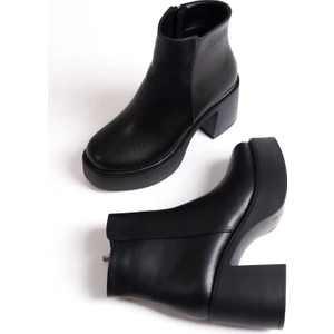 Hancez Siyah Kalın Platform Topuklu Bot