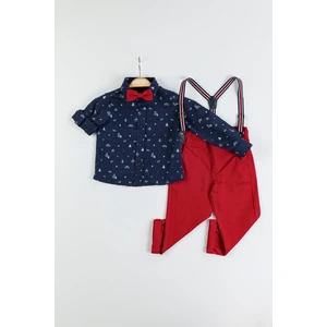 Gold Class Kidswear Yılbaşı Konsepti Salopetli Gömlekli Erkek Çocuk Takım