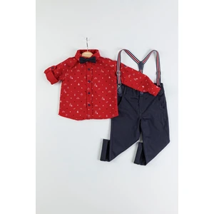 Gold Class Kidswear Yılbaşı Konsepti Salopetli Gömlekli Erkek Çocuk Takım