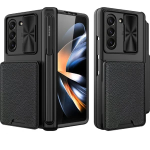 Samsung Galaxy Z Fold5 5g Kılıf Sürgülü Lens Kapağı Çıkarılabilir Kart Tutucu Telefon Kapağı (Yurt Dışından)