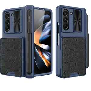 Samsung Galaxy Z Fold5 5g Kılıf Sürgülü Lens Kapağı Çıkarılabilir Kart Tutucu Telefon Kapağı (Yurt Dışından)