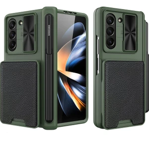 Samsung Galaxy Z Fold5 5g Kılıf Sürgülü Lens Kapağı Çıkarılabilir Kart Tutucu Telefon Kapağı (Yurt Dışından)