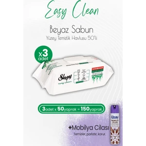 Easy Clean Yüzey Temizlik Havlusu 50' Li x 3 Adet ve Mobilya Cilası Lavanta