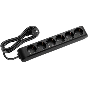 Multi-Led Siyah 6'lı Topraklı  Kablolu Çocuk Korumalı Grup Priz 5 m